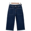 image:imageSidefeel Womens Wide Leg Baggy Capri Jeans High Waisted Straight Leg Stretchy Raw Hem Cropped Denim Pants with PocketsBluing