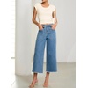 image:imageSidefeel Womens Wide Leg Baggy Capri Jeans High Waisted Straight Leg Stretchy Raw Hem Cropped Denim Pants with PocketsLight Blue