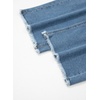 image:imageSidefeel Womens Wide Leg Baggy Capri Jeans High Waisted Straight Leg Stretchy Raw Hem Cropped Denim Pants with PocketsLight Blue