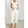 image:imageSidefeel Womens Wide Leg Baggy Capri Jeans High Waisted Straight Leg Stretchy Raw Hem Cropped Denim Pants with PocketsWhite