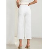 image:imageSidefeel Womens Wide Leg Baggy Capri Jeans High Waisted Straight Leg Stretchy Raw Hem Cropped Denim Pants with PocketsWhite