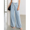 image:imageSidefeel Womens Wide Leg Baggy Jeans High Waisted Elastic Waist Loose Fit Drawstring Long Denim PantsBeau Blue