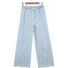 image:imageSidefeel Womens Wide Leg Baggy Jeans High Waisted Elastic Waist Loose Fit Drawstring Long Denim PantsBeau Blue
