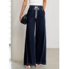 image:imageSidefeel Womens Wide Leg Baggy Jeans High Waisted Elastic Waist Loose Fit Drawstring Long Denim PantsBluing