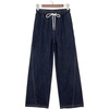 image:imageSidefeel Womens Wide Leg Baggy Jeans High Waisted Elastic Waist Loose Fit Drawstring Long Denim PantsBluing