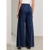 image:imageSidefeel Womens Wide Leg Baggy Jeans High Waisted Elastic Waist Loose Fit Drawstring Long Denim PantsDark Blue