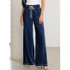 image:imageSidefeel Womens Wide Leg Baggy Jeans High Waisted Elastic Waist Loose Fit Drawstring Long Denim PantsDark Blue