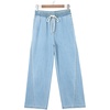 image:imageSidefeel Womens Wide Leg Baggy Jeans High Waisted Elastic Waist Loose Fit Drawstring Long Denim PantsIceland Blue
