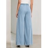 image:imageSidefeel Womens Wide Leg Baggy Jeans High Waisted Elastic Waist Loose Fit Drawstring Long Denim PantsIceland Blue
