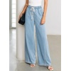 image:imageSidefeel Womens Wide Leg Baggy Jeans High Waisted Elastic Waist Loose Fit Drawstring Long Denim PantsIceland Blue