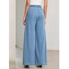 image:imageSidefeel Womens Wide Leg Baggy Jeans High Waisted Elastic Waist Loose Fit Drawstring Long Denim PantsLight Blue
