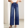image:imageSidefeel Womens Wide Leg Baggy Jeans High Waisted Tummy Control Stretchy Loose Fit Ankle Denim JeansBluing