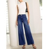 image:imageSidefeel Womens Wide Leg Baggy Jeans High Waisted Tummy Control Stretchy Loose Fit Ankle Denim JeansBluing