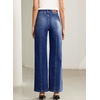 image:imageSidefeel Womens Wide Leg Baggy Jeans High Waisted Tummy Control Stretchy Loose Fit Ankle Denim JeansBluing