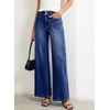 image:imageSidefeel Womens Wide Leg Baggy Jeans High Waisted Tummy Control Stretchy Loose Fit Ankle Denim JeansBluing