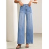 image:imageSidefeel Womens Wide Leg Baggy Jeans High Waisted Tummy Control Stretchy Loose Fit Ankle Denim JeansIceland Blue
