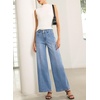 image:imageSidefeel Womens Wide Leg Baggy Jeans High Waisted Tummy Control Stretchy Loose Fit Ankle Denim JeansIceland Blue