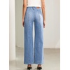 image:imageSidefeel Womens Wide Leg Baggy Jeans High Waisted Tummy Control Stretchy Loose Fit Ankle Denim JeansIceland Blue