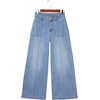 image:imageSidefeel Womens Wide Leg Baggy Jeans High Waisted Tummy Control Stretchy Loose Fit Ankle Denim JeansIceland Blue