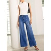 image:imageSidefeel Womens Wide Leg Baggy Jeans High Waisted Tummy Control Stretchy Loose Fit Ankle Denim JeansLight Blue