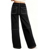 image:imageSidefeel Womens Wide Leg Jeans High Waisted Elastic Stretchy Trendy Drawstring Baggy Pull On Denim Pants with Oversized FitBlack