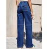 image:imageSidefeel Womens Wide Leg Jeans High Waisted Elastic Stretchy Trendy Drawstring Baggy Pull On Denim Pants with Oversized FitBlue