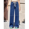 image:imageSidefeel Womens Wide Leg Jeans High Waisted Elastic Stretchy Trendy Drawstring Baggy Pull On Denim Pants with Oversized FitBlue