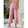 image:imageSidefeel Womens Wide Leg Jeans High Waisted Straight Leg Jeans Buttoned Loose Stretchy Denim Pants with Pocket Peach Blossom Size 4 Long