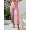 image:imageSidefeel Womens Wide Leg Jeans High Waisted Straight Leg Jeans Buttoned Loose Stretchy Denim Pants with Pocket Peach Blossom Size 4 Long
