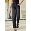 image:imageSidefeel Womens Wide Leg Jeans High Waisted Straight Leg Stretchy Denim Pants with PocketsBlack