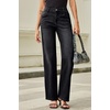 image:imageSidefeel Womens Wide Leg Jeans High Waisted Straight Leg Stretchy Denim Pants with PocketsBlack
