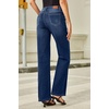 image:imageSidefeel Womens Wide Leg Jeans High Waisted Straight Leg Stretchy Denim Pants with PocketsBluing