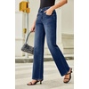 image:imageSidefeel Womens Wide Leg Jeans High Waisted Straight Leg Stretchy Denim Pants with PocketsBluing