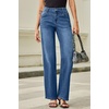 image:imageSidefeel Womens Wide Leg Jeans High Waisted Straight Leg Stretchy Denim Pants with PocketsDark Blue