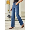 image:imageSidefeel Womens Wide Leg Jeans High Waisted Straight Leg Stretchy Denim Pants with PocketsDark Blue