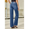 image:imageSidefeel Womens Wide Leg Jeans High Waisted Straight Leg Stretchy Denim Pants with PocketsDark Blue