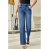 image:imageSidefeel Womens Wide Leg Jeans High Waisted Straight Leg Stretchy Denim Pants with PocketsDark Blue