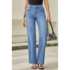 image:imageSidefeel Womens Wide Leg Jeans High Waisted Straight Leg Stretchy Denim Pants with PocketsIceland Blue
