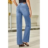 image:imageSidefeel Womens Wide Leg Jeans High Waisted Straight Leg Stretchy Denim Pants with PocketsIceland Blue