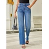 image:imageSidefeel Womens Wide Leg Jeans High Waisted Straight Leg Stretchy Denim Pants with PocketsLight Blue