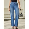 image:imageSidefeel Womens Wide Leg Jeans High Waisted Straight Leg Stretchy Denim Pants with PocketsLight Blue