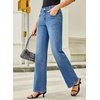 image:imageSidefeel Womens Wide Leg Jeans High Waisted Straight Leg Stretchy Denim Pants with PocketsLight Blue