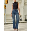image:imageSidefeel Womens Wide Leg Jeans High Waisted Straight Leg Stretchy Denim Pants with PocketsReal Teal