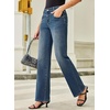 image:imageSidefeel Womens Wide Leg Jeans High Waisted Straight Leg Stretchy Denim Pants with PocketsReal Teal