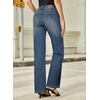 image:imageSidefeel Womens Wide Leg Jeans High Waisted Straight Leg Stretchy Denim Pants with PocketsReal Teal