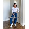 image:imageSidefeel Womens Wide Leg Jeans High Waisted Straight Leg Stretchy Trendy Button Fly Raw Hem Denim PantsBlue