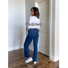 image:imageSidefeel Womens Wide Leg Jeans High Waisted Straight Leg Stretchy Trendy Button Fly Raw Hem Denim PantsBlue