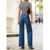 image:imageSidefeel Womens Wide Leg Jeans High Waisted Straight Leg Stretchy Trendy Button Fly Raw Hem Denim PantsBluing