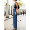 image:imageSidefeel Womens Wide Leg Jeans High Waisted Straight Leg Stretchy Trendy Button Fly Raw Hem Denim PantsBluing