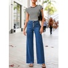 image:imageSidefeel Womens Wide Leg Jeans High Waisted Straight Leg Stretchy Trendy Button Fly Raw Hem Denim PantsBluing